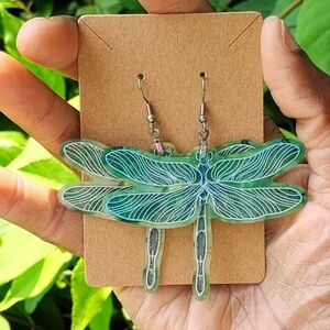 Green Dragonfly Earrings